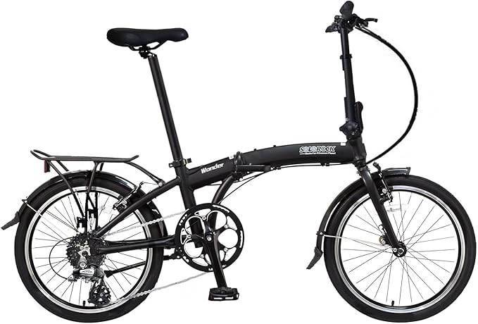 SOLOROCK 20" 8 Speed Aluminum Folding Bike - Wonder V Brakes, with Fenders & Alloy Rear Rack, Stainless Steel Spokes & Stainless Steel Fender Stays-StrideForce Fitness