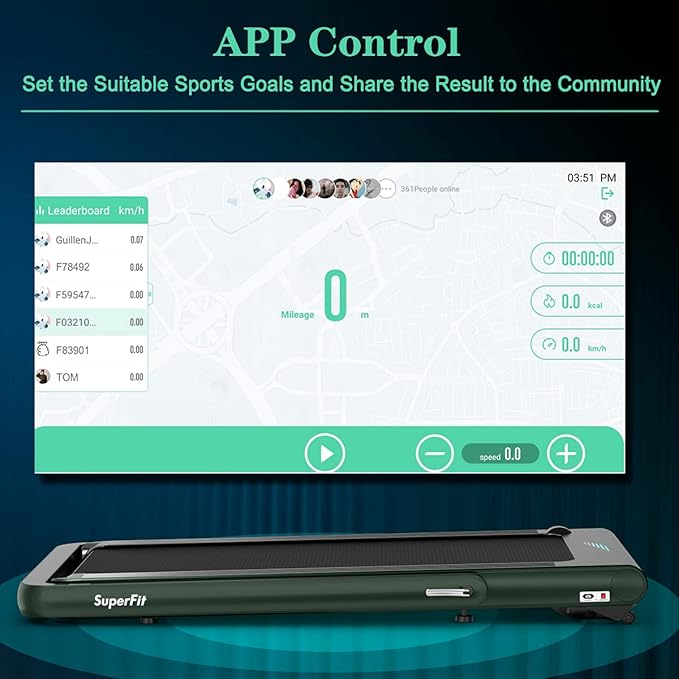 GYMAX Walking Pad, 4.75HP Under Desk Treadmill with LED Touch Screen, App Control, Built-in Speaker & Handle, 2 in 1 Folding Compact Portable Treadmill for Home Small Space-StrideForce Fitness