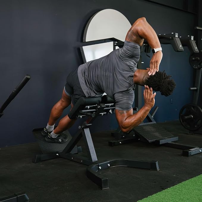 Titan Fitness Roman Chair Back Extension Machine, Adjustable Hyperextension Bench, Soft Durable Padding, Non-Slip Footplate, Adjustable Height, Home Gym Exercise Equipment-StrideForce Fitness