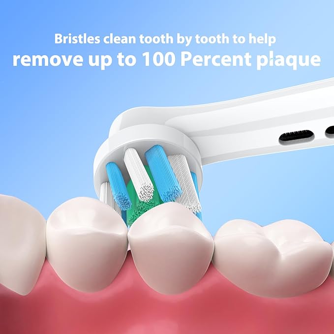 Replacement Heads Compatible with Oral B Braun Pro 100, 500, 1000, Vitality, Smart, Genius, Cross Bristles for Deeper Plaque Removal, Pack of 12 Electric Toothbrush Heads Refills, White