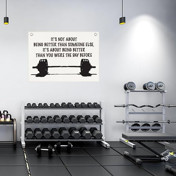 It's Not About Being Better Than Someone Else Gym Motivational Wall Art Banner Dorm Posters Gifts for Guys Men Women Gym Flag Decor for Home Gym Bedroom Workout Room 30x20 Inchs-StrideForce Fitness