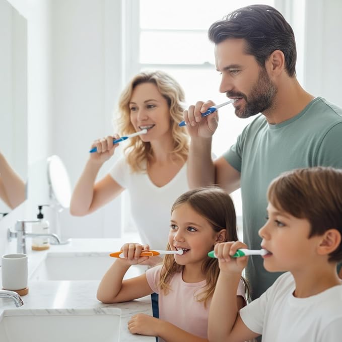 4 PCS Tufted Toothbrush Set, Interspace End-Tuft Brushes, Soft Bristles for Orthodontic and Interdental Cleaning, Easy Grip, Multi-Color