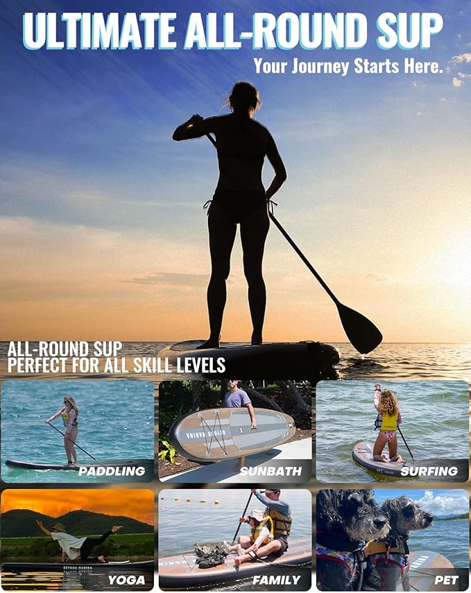 BM Paddle Board Inflatable Stand Up Paddle Board, SUP Paddleboard for Adult, Premium Accessories | Non-Slip EVA Deck & Foam Handles, Camera Mount, Double Action Pump, 85L Travel Backpack-StrideForce Fitness