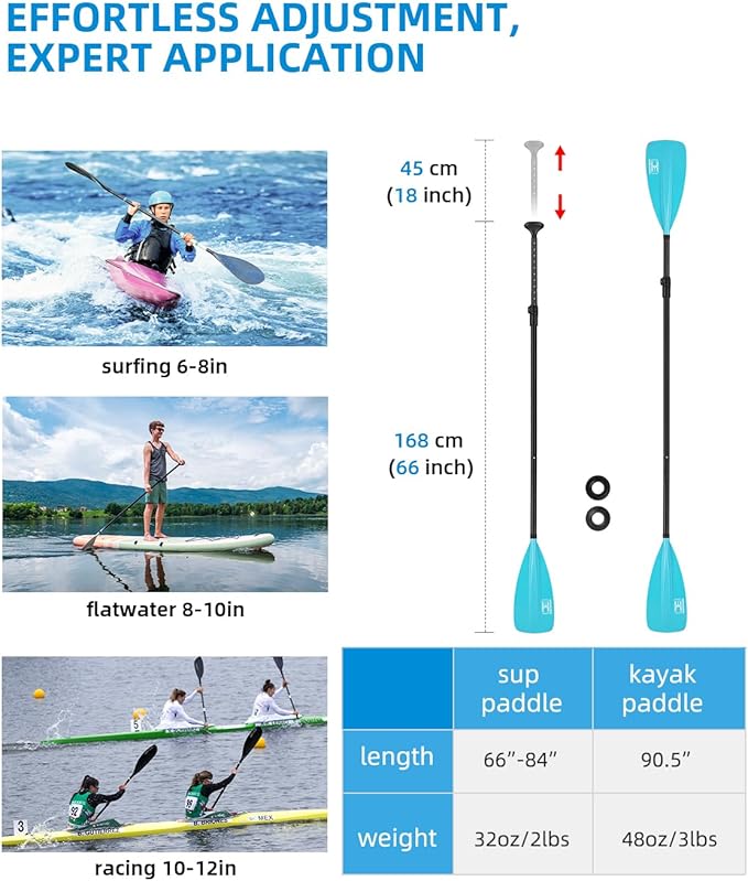 OCEANBROAD SUP Paddle - Adjustable Stand-Up Paddle for Paddleboard Kayak, Adjustable Aluminum Alloy Shaft with Reinforced Nylon Blades-StrideForce Fitness