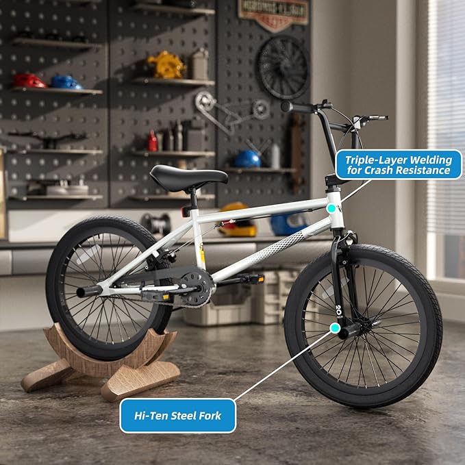 67i Boys BMX Bike 18/20 Inch Ages 8-12 Kids Bicycle with Front Rear U Brake Adjustable Seat Iron Fork 2.09" Wide Tires-StrideForce Fitness