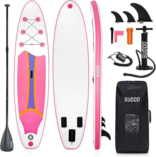 Inflatable Stand Up Paddle Board 10‘x30‘‘- Ultra-Light SUP with Backpack, Pump, Paddle, Coil Leash, 3 Fins, Repair Kit, Stable Design, Non-Slip EVA Deck for Adults & Youth-StrideForce Fitness