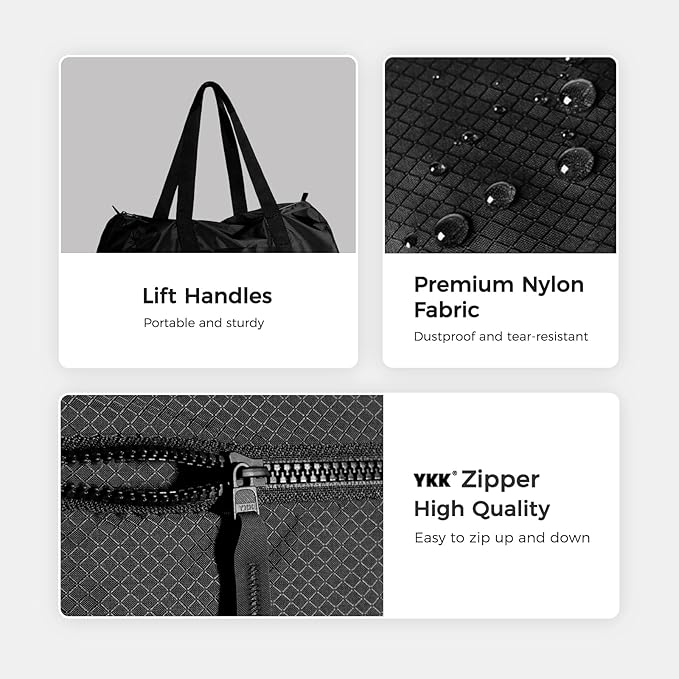 pack all 45L Foldable Duffel Bag, Water-Resistant Sports Gym Bag, Portable Weekender Bag Lightweight for Travel, Fitness and Camping (Black)-StrideForce Fitness