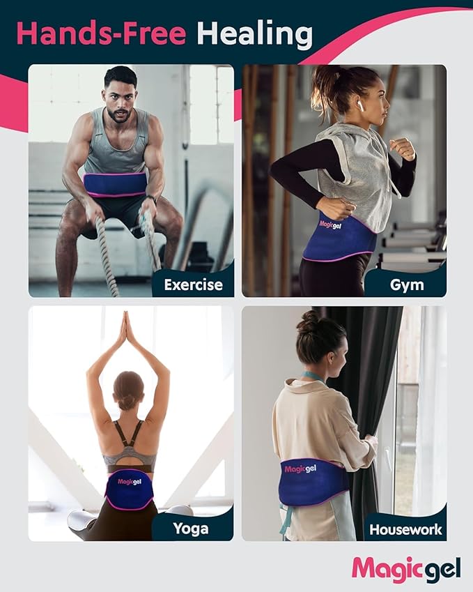 Magic Gel Ice Pack for Back Pain Relief | 1 Pack Reusable Lower Back Wrap for Hot or Cold Therapy | Relief for Lower Lumbar, Sciatic Nerve, Herniated or Degenerative Disc, Coccyx, Tailbone Pain-StrideForce Fitness