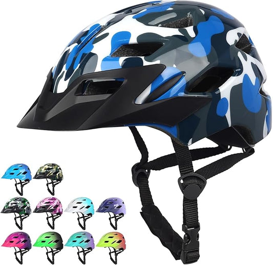 Kids Bike Helmet,Bavilk Kids Boys Girls Bike Helmets with LED Light Detachable Visor Children Youth Teen Multi-Sport for Skating Cycling Scooter Skateboard Adjustable & Lightweight 19.7"-22.4"-StrideForce Fitness