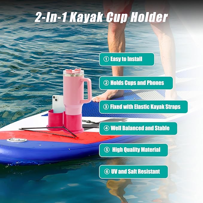 Paddleboard Cup Holder, Kayak Drink Holder for Paddle Board Cup and Phone Holder, Sup Surfboards Canoes Kayak Paddle Board Accessories for Types of Cup Bottle Drink-StrideForce Fitness