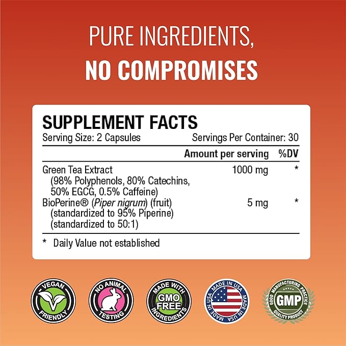 Approved Science MetaboBurn - Metabolic Support - Green Tea and BioPerine - 60 Vegan Capsules - High-Potency Extract - 50% EGCG - Non-GMO, Soy-Free, Allergen-Free - 60 Capsules (Pack of 1)-StrideForce Fitness