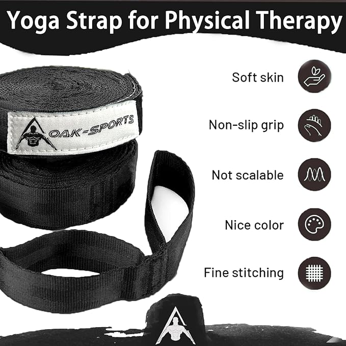 Stretching Strap Yoga Strap with Loops, Stretch Straps for Physical Therapy, Non-Elastic Exercise Strap for Pilates, Dance and Gymnastics with Workout Guide-StrideForce Fitness