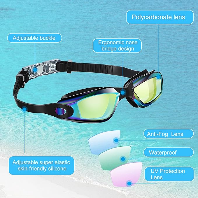 Konohan 10 Pack Swim Goggles Bulk for Kids adult Pool Goggles Anti Fog Silicone No Leak Swimming Glasses for Men Women Youth-StrideForce Fitness
