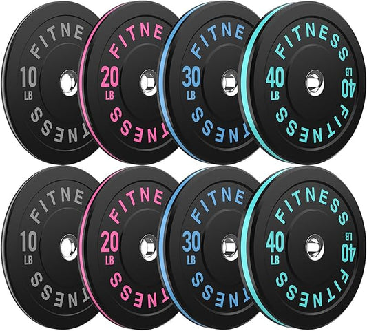Bumper Plates 2 - Inch Olympic Weight Plate Set for Barbell, 10-55 lb Rubber Weights Sets for Home Gym, Strength Training Plate, Weight Lifting, Black-StrideForce Fitness