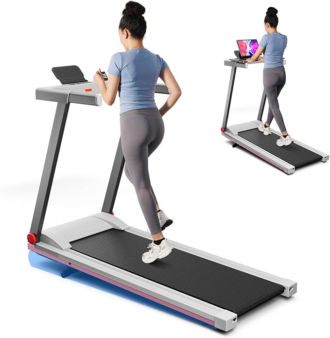 Treadmill with 5% Incline, 300lbs Capacity Folding 15 HP Small Treadmills for Home Portable Running Treadmill with Handles Quiet Brushless Dual Cushion System, Electric Compact Treadmil-StrideForce Fitness