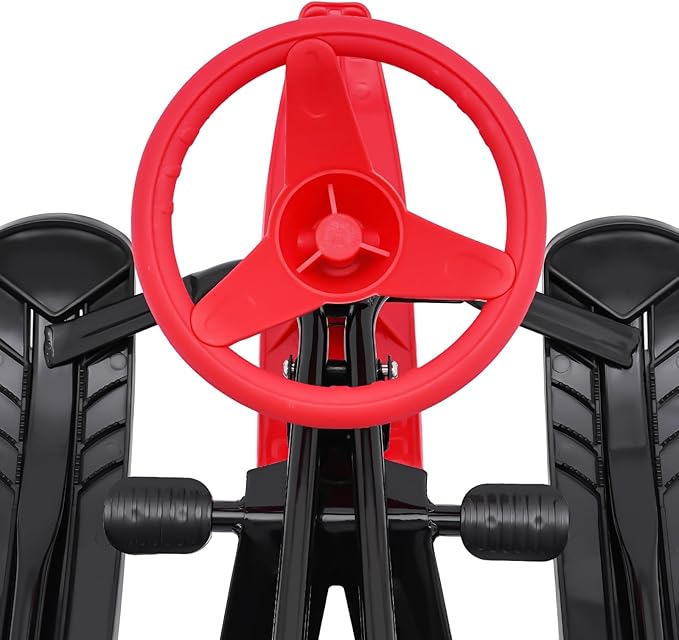 Sleds for Snow, Portable Snow Racer Winter Ski Sled Snow Sled W/Steering Wheel, Outdoor Ski Sled Slider Board for 3-15 Years Kids, Toboggan Pulling Boat Seat Sled for Ice Skating-StrideForce Fitness