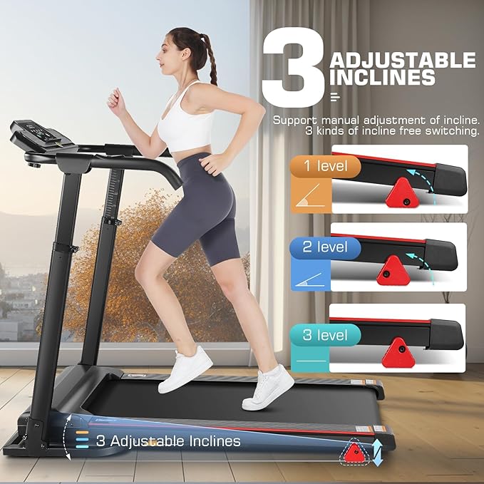 Treadmill with Desk Workstation & Adjustable Height, 300 LBS Weight Capacity, Folding Treadmill with 3 Level Incline, Bluetooth Speaker & App, Portable 2.5HP Walking Pad with Desktop for Home Office-StrideForce Fitness