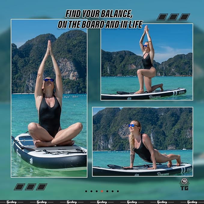 Inflatable Paddle Board with Premium SUP Board Accessories, Allround Paddle Boards for Adults/Kids,Stand Up Paddle Board Defender Collection-StrideForce Fitness