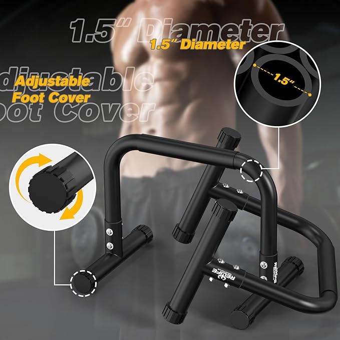RELIFE REBUILD YOUR LIFE Dip Station Functional Heavy Duty Dip Stands Fitness Workout Dip bar Station Stabilizer Parallette Push Up Stand-StrideForce Fitness