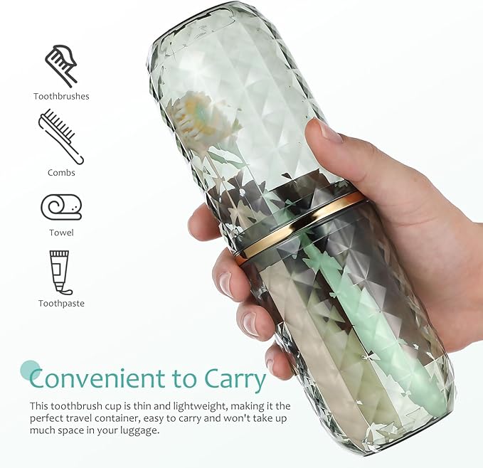 BESPORTBLE Travel Toothbrush Cup with Lid - Lightweight Toothbrush Holder and Mouthwash Cup for Travel Accessories Camping Business Trips Compact Storage Case