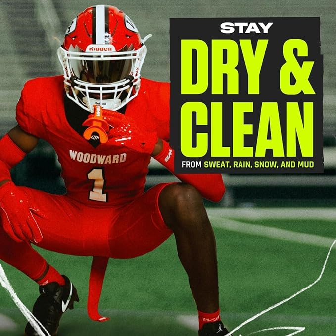 Streamer Football Towel, Sports Towel with Hook and Loop Fastener to Clean Football Visor and Gloves (Navy, Adult)-StrideForce Fitness