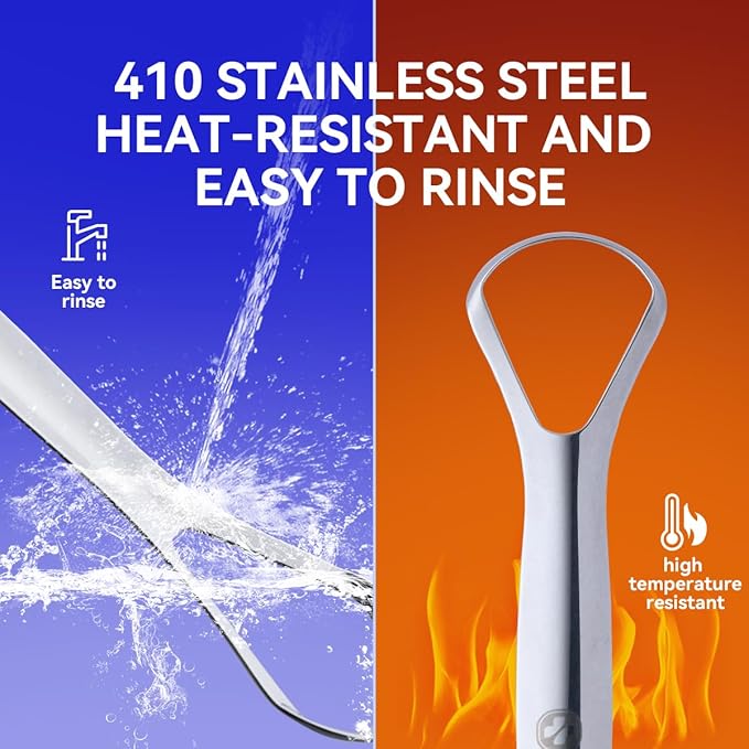 Stainless Steel Tongue Cleaner Scraper, 2-Pack - Dual-Head Design for Gentle Tongue Cleaning, Hygienic Metal Tongue Brush for Fresh Breath and Oral Care