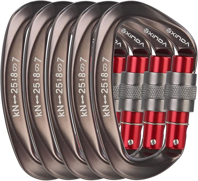 Screwgate Locking Carabiner Clip - Professional Rock Climbing Carabiner Screw Lock,Heavy Duty Carabiners for Climbing,Mountaineer,Hammock,Camping,Outdoor Equipment-StrideForce Fitness