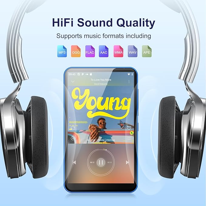 80GB MP3 Player with Bluetooth WiFi, 4" MP3 Players with Spotify, 2000mAh MP4 Player with Touch Screen, Android Music Player with Spotify Kids, Audible, Amazon Music, Play Store-StrideForce Fitness