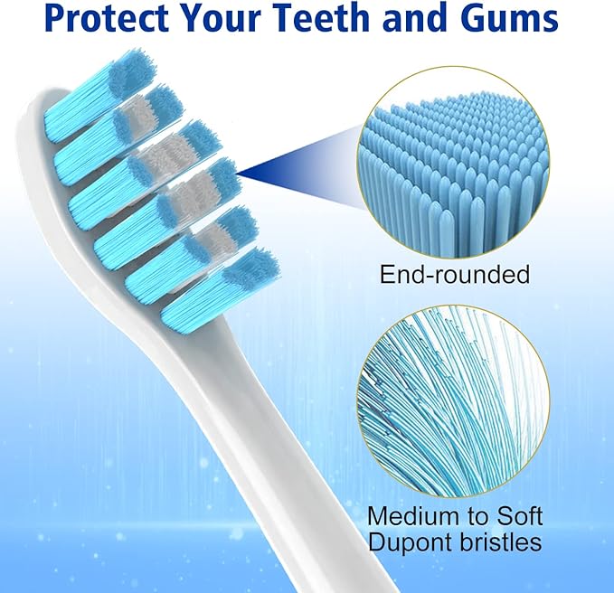 Replacement Toothbrush Heads for Philips Sonicare Click-on Handles, Medium Soft Electric Brush Heads Refills, 8 Pack