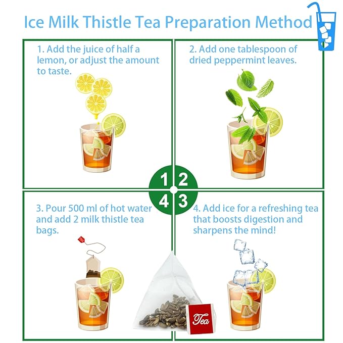 Samcci - Milk Thistle Tea Bags, 50 Teabags, 3g/bag - 100% Natural Milk Thistle Seeds Support Liver Herbal Tea, Caffeine Free - No Additives - No Sugar - Non-GMO - No Gluten-StrideForce Fitness