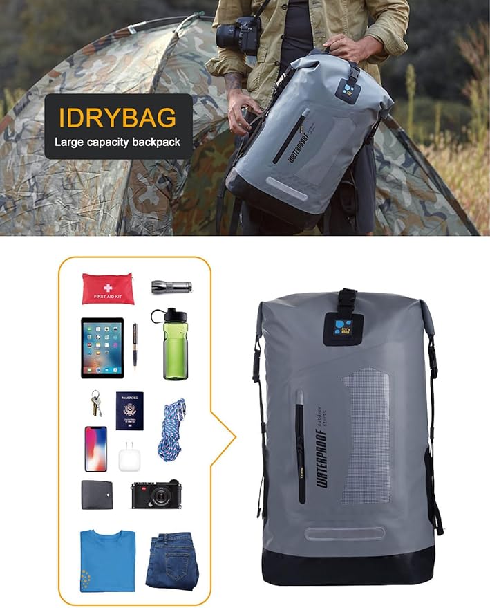 IDRYBAG Waterproof Backpack for Men 20L/30L/40L, Floating Dry Bag Kayak, Dry Backpack Hiking-StrideForce Fitness