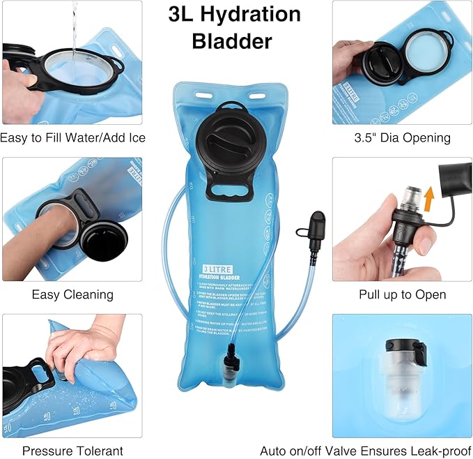 GENILU Tactical Hydration Backpack with 3L Water Bladder, Lightweight Molle Water Backpack Daypack for Men Women-StrideForce Fitness