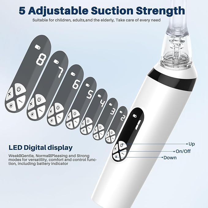 Voraiya Tonsil Stone Remover, Electronic Vacuum Tonsil Stone Removal Kit, 8 Suction Mode, Built-in LED Light, Fight Bad Breath, Oral Irrigator, Tonsil Cleaner, Tongue Scraper (White)