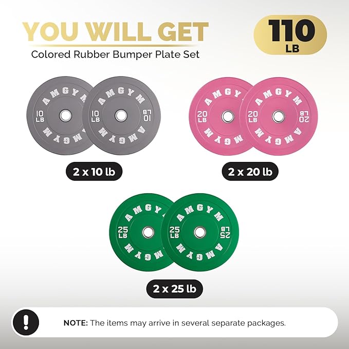 2 Inch Bumper Plates，10-500lbs，Barbell Rubber Olympic Weight Plates Set for Home Gym, Strength Training & Weight Lifting, Multiple Options Colors-StrideForce Fitness