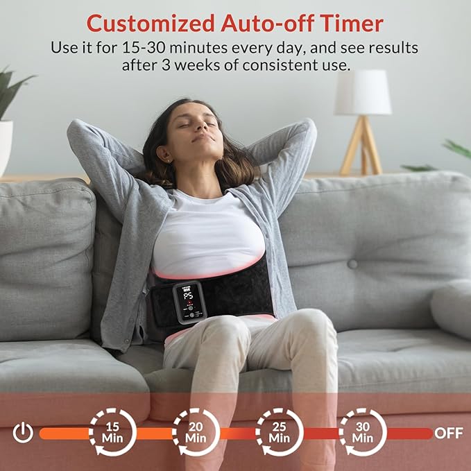 Red Light Therapy Belt, Infrared Light Therapy Device with Massage and Timer, Rechargeable 660nm&850nm Red Light Therapy for Body Pain Relief（7.9 * 47’‘）-StrideForce Fitness
