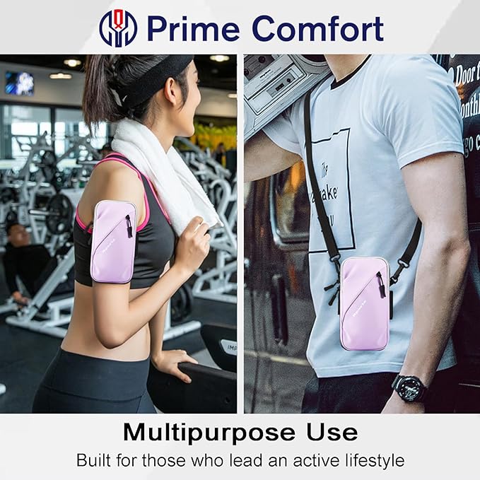 Cell Phone Holder for Walking, Running, Arm Band for Phone, Cell Phone Purse, Cross Body Phone Bag, Phone Holster, Cell Phone Carrier for Men Women, Phone Pouch (Purple)-StrideForce Fitness