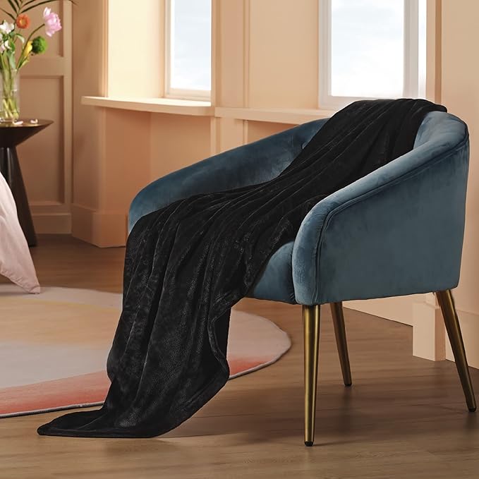 Bedsure Twin XL Fleece Blanket Dorm Bedding - Lightweight Soft Cozy Blankets for Bed, Sofa, Couch, Travel, Camping, Black, 66"x90"-StrideForce Fitness