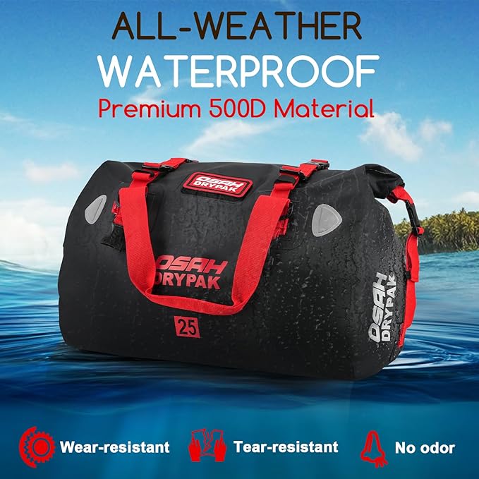 Waterproof Duffel Bag - Motorcycle Dry Bag Tail Bag with Large Storage Space, Waterproof Luggage Duffle Bags with Outer Mesh Zipper Pocket for Camping, Kayaking, Fishing & Traveling-StrideForce Fitness