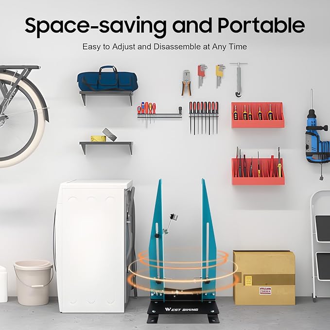 Bicycle Wheel Truing Stand, Bike Repair Truing Bearing Stand with 360° Swivel Dual Adjustment & Thickened Base, Professional Bicycle Wheel Repair Steel Bearing Bracket Rim for Wheels up to 3.5"-5.9"-StrideForce Fitness