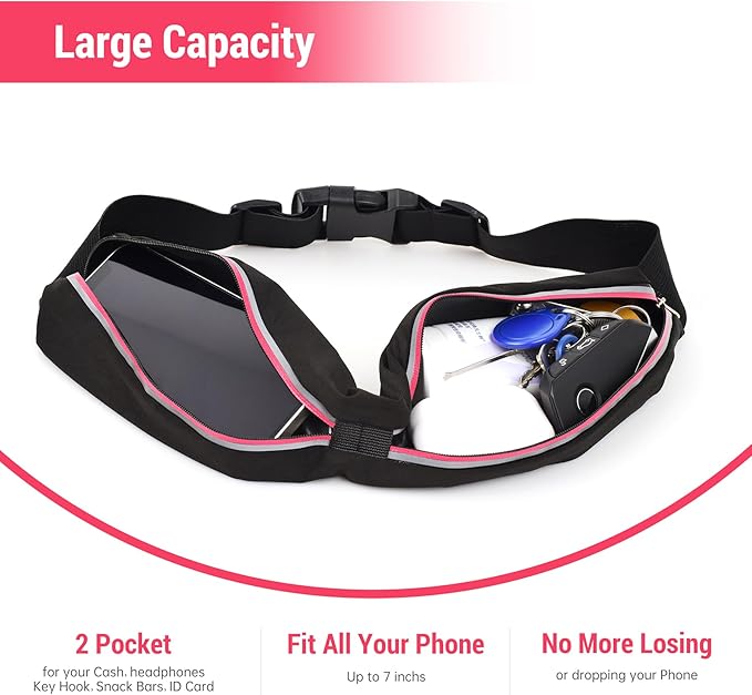 Slim Running Belts for Women Men - Running Phone Holder Fanny Pack for Key, Accessories Fits ALL Cell Phones, Pink-StrideForce Fitness
