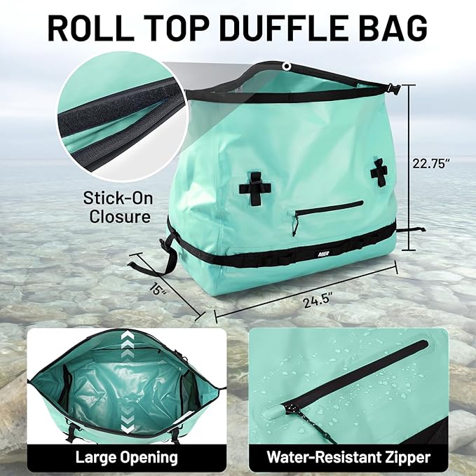MIER Large Waterproof Duffel Bag Rolltop Dry Backpack Duffle Bags for Kayaking, Rafting, Boating, Swimming, Camping, Travel, Gym, Beach, 60L/80L-StrideForce Fitness