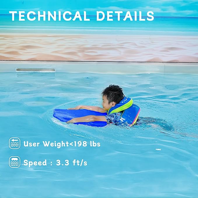 Electric Swimming Kickboard for Kids,Motorized Swim Board with Water Gun, Motorized Swim Training for Children Adults, 60N Thrust, 198 lbs Buoyancy, 25V Rechargeable Battery-StrideForce Fitness