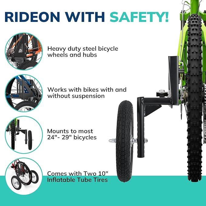 Moshay Adjustable Adult Bicycle Bike Stabilizers Training Wheels Fits 24" to 29" - Quality Heavy Duty-StrideForce Fitness