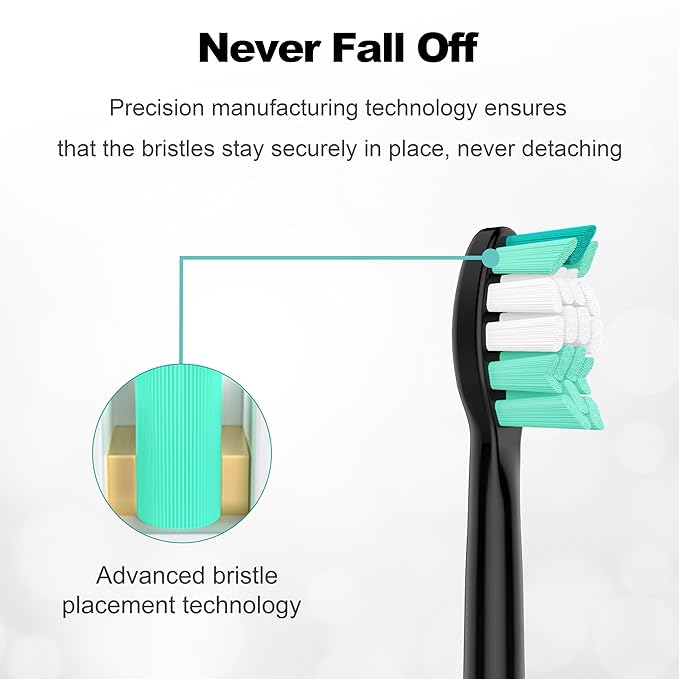 Replacement Toothbrush Heads Compatible with Philips Sonicare and More Click-on Handles 10 Pack Black