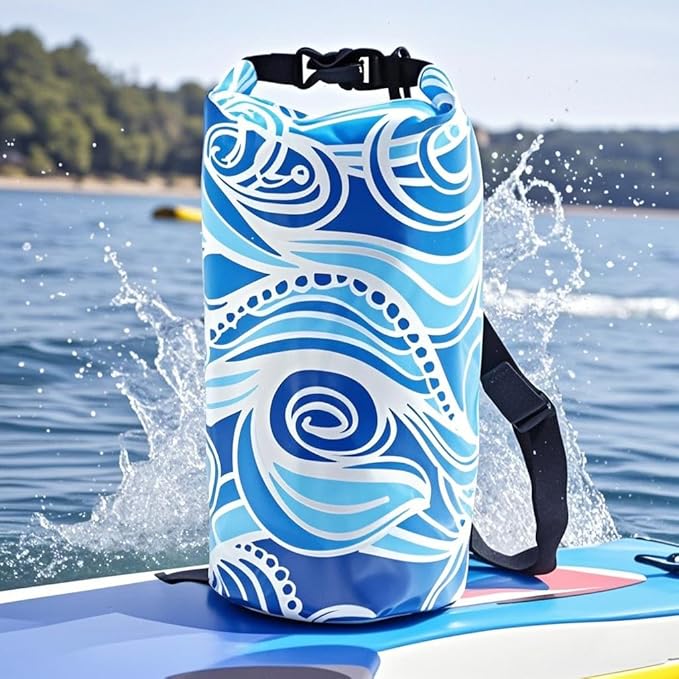 Dry Bag Waterproof,5L Roll Top Backpack Floating Dry Bag for Kayaking Boating Swimming Hiking Camping Outdoor Activities,Blue Sky-StrideForce Fitness