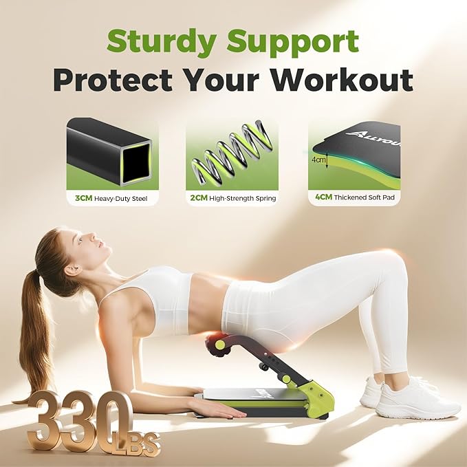 Ab Machine,Sit Up Exercise Equipment& Core Machine, Workout Equipment,Adjustable Ab Trainer with 3 Resistance Levels and Removable Auxiliary Handle,Home Gym Fitness Equipment for All Ages-StrideForce Fitness