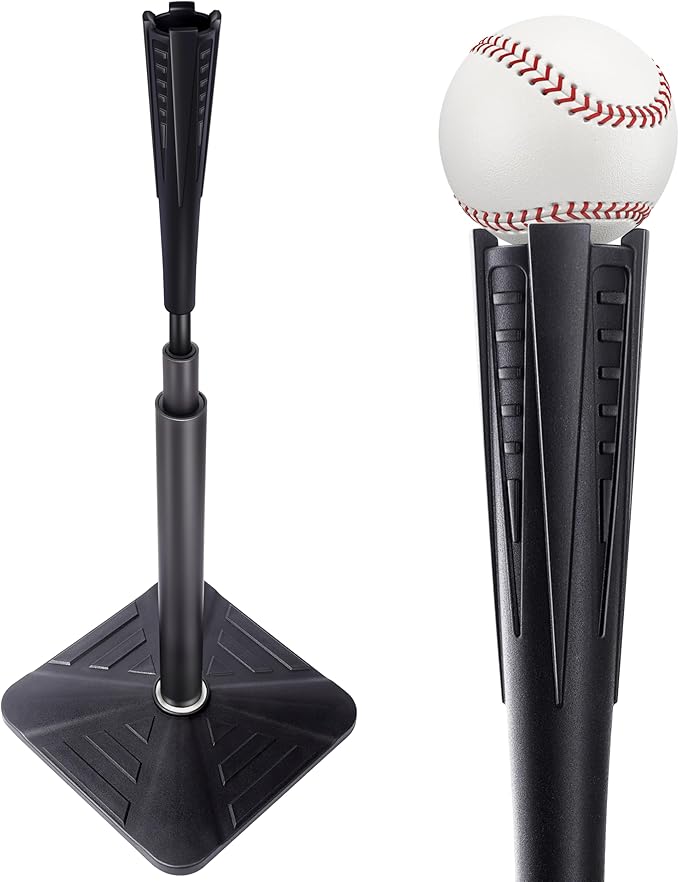 4-Prongs Ball Rest Batting Tee for Baseball and Softball， 23" to 44" Adjustable Baseball Tees for Hitting，Heave Duty Base Baseball Tee （No Included The Baseball）-StrideForce Fitness