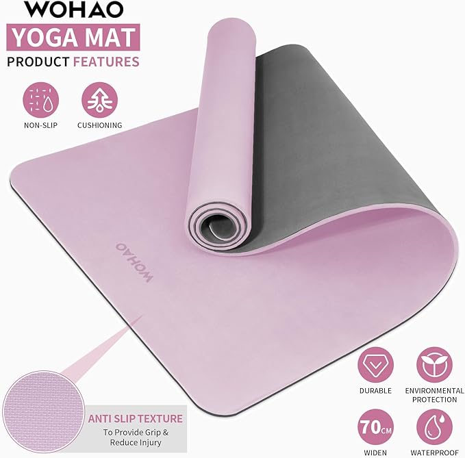 Extra Thick 8mm Yoga Mat, 72"x28" Non Slip Exercise Mat, Reversible 2-Sided Dual Color Premium POE Material, with Carrying Strap for Yoga, Pilates, Home Gym-StrideForce Fitness