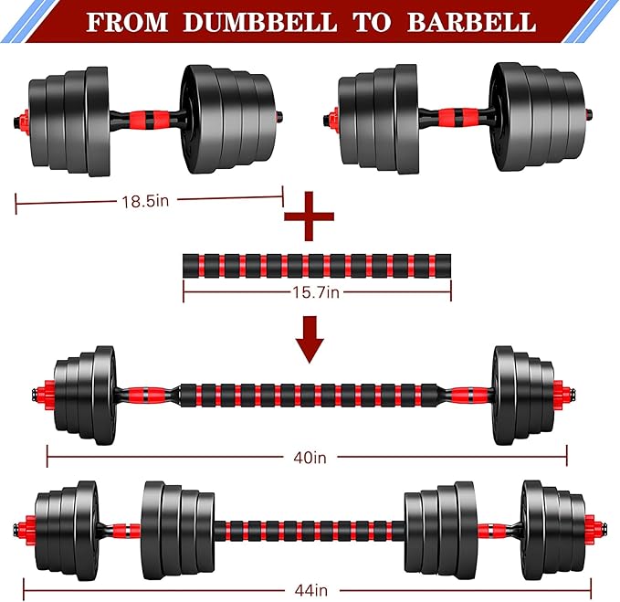 Adjustable-Dumbbells-Sets,Free Weights-Dumbbells Set of 2 Convertible To Barbell A Pair of Lightweight for Home Gym,Women and Men Equipment-StrideForce Fitness