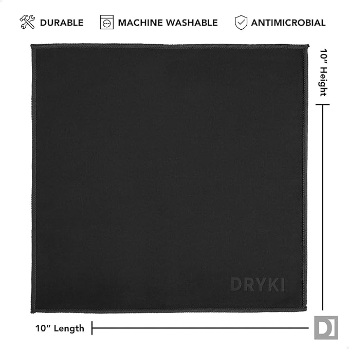 Pocket-Sized Sweat Towels - The Original Sweat Absorbing Handkerchiefs - Quick-Dry Microfiber Sweat Rags for Face, Hands, & Body - Men & Women - Gym, Sports, and Work (Black: 5 Pack)-StrideForce Fitness